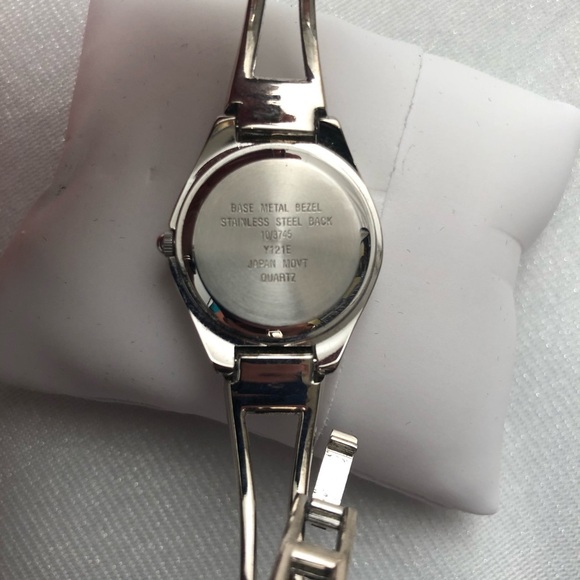 Anne Klein silver bracelet watch with diamond accent